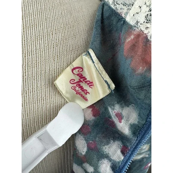 Vintage Candi Jones California Floral Prairie Maxi Dress Cottagecore Blue XS - Picture 9 of 10